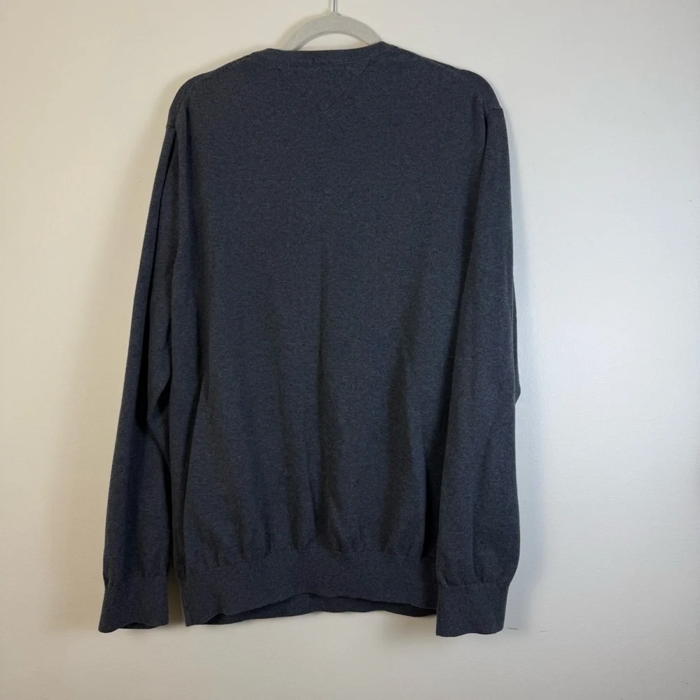 Tommy Hilfiger Men's V-Neck Sweater in‎ Charcoal Gray XL Knitwear Warm Cotton